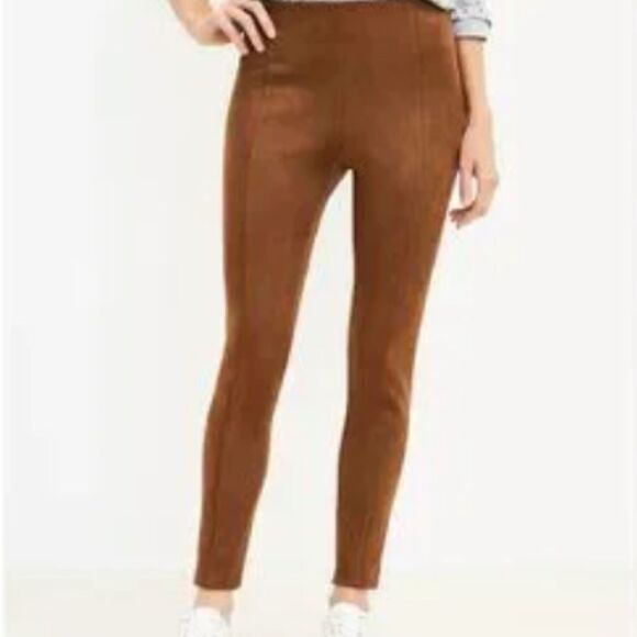 NWT LOFT Brown Ankle Zip Faux Suede Leggings Pants Career Riding Sz XS - Picture 3 of 5